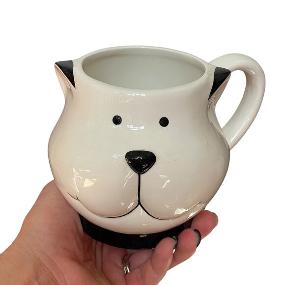 Vintage Dept 56 Pets Dog Mug Ceramic 3 Dimensional White Black Puppy Coffee READ - Picture 2 of 16
